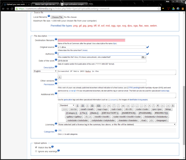 Uploading stuff